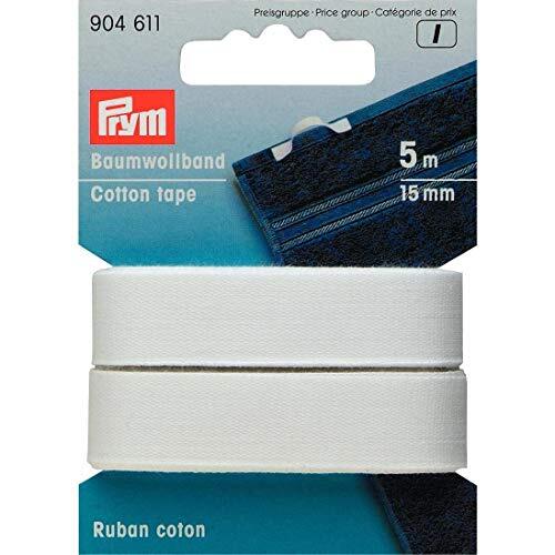 prym 904611 5 m 15 mm katoen tape, wit