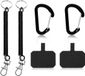 ZenithVibe Lanières de téléphone noires avec protection antivol et mousqueton - Lot de 2