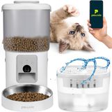 Peluvio Feast Voerdispenser met Camera & Drinkfontein – 4,5L Automatische voerbak kat met App – 3MP Night Vision – 2,5L Waterfontein met Filters – WiFi – 5 Maaltijden per Dag – RVS Bak – Noodvoeding op Batterij