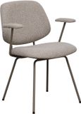 LABEL51 Loreto Eetkamerstoel - Naturel - Stof - Taupe Metalen Frame - Stoel - Normale eetkamerstoel