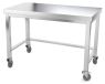 GOLDINOX Plan de travail en acier inoxydable 1500 x 600 mm avec renfort et roulettes, PREMIUM