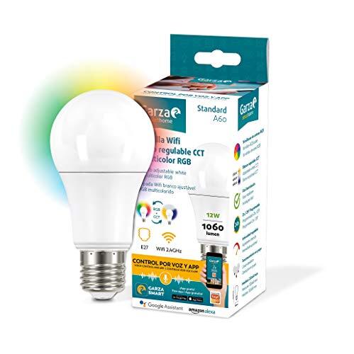 Garza Smarthome Ledlamp, CCT + RGB, 12 W, standaard, E27, intelligent, programmeerbaar, intensiteitsverandering + tonaliteit + kleur, spraakbesturing en app, Alexa, iOS, Google, Android