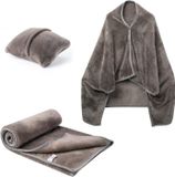 SolidKeus - Couverture de voyage 3-en-1 avec coussin intégré et fonction poncho