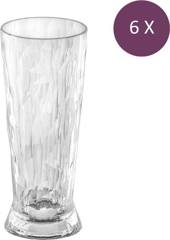Koziol Superglas Club No. 10 Bierglas 300 ml Set van 6 Stuks - Kunststof - Transparant