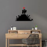 Stijlvol decoratief metalen wandaccessoire, 52 x 70 cm, 100% metaal (1,5 mm), zwart en rood, eenvoudige wandmontage, perfect voor moderne woondecoratie
