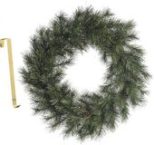 Decoris Couronne de Noël - vert - 60 cm - plastique - incl. crochet de porte en laiton