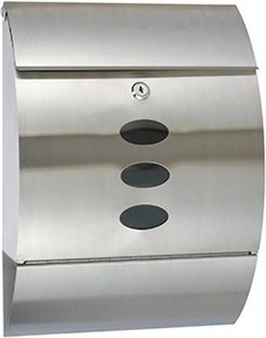 RVS Wandbrievenbus met Krantenvak - 30x12x40cm - Zilver