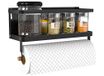 Magnetische kruidenrek organizer enkele laag koelkast kruiden opslag plank, eenvoudig te installeren De zijkant van de koelkast kan specerijen, pot olijfolie (zwart, met haak)