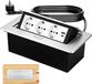Aluminium intrekbaar stopcontact - Tafelstopcontact - Inbouwstopcontact met USB - 3-voudige inbouwstekkerdoos - 4000 W