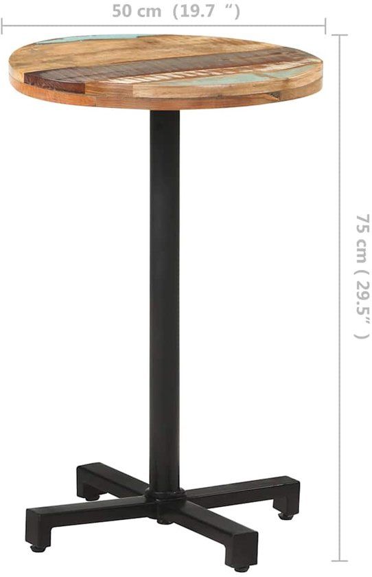 vidaXL Bistrotafel rond Ø50x75 cm massief gerecycled hout