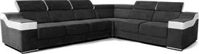 Canapé d'angle Arizona - Noir/Blanc (Vraies Photos) - 5 places - Design - Tissu/Similicuir