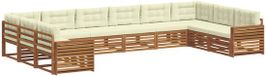 vidaXL - Canapé - 8 pièces - Naturel et Crème - Acacia massif