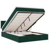 vidaXL Lit plateforme avec matelas et LED - 140x190cm - Velours vert foncé