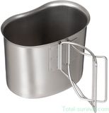MFH US Canteen Cup, roestvrij staal, opvouwbare handvatten
