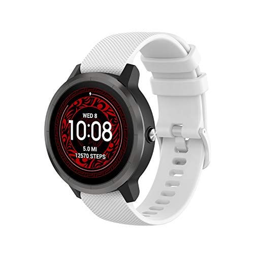 Wownadu 20mm Horlogeband Compatibel voor GARMIN Venu 2 Plus Bandje, Forerunner 55 Watch Band, Strap Sports Vervangende Polsband Wit (Geen Horloge)