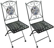 AXI Camilla Bistro Stoelen – Inklapbaar – Zachtblauw – Metalen inklapbare tuinstoelen – Hoge rugleuning – Set van 2 stuks – Mozaïeklook – Ingelegd met keramische tegels – 150 kg draagkracht – Tuin, terras of balkon