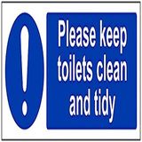 VSafety Houd deze toiletten schoon en netjes bord - 300mm x 100mm - 1mm Rigid Plastic