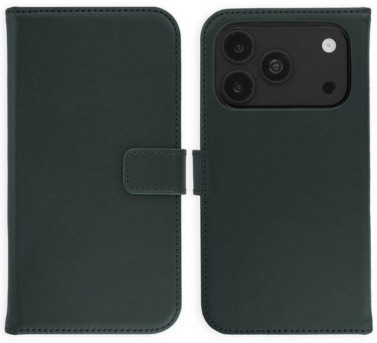 Selencia Echt Leren Bookcase - Geschikt voor Apple iPhone 17 Pro - Groen