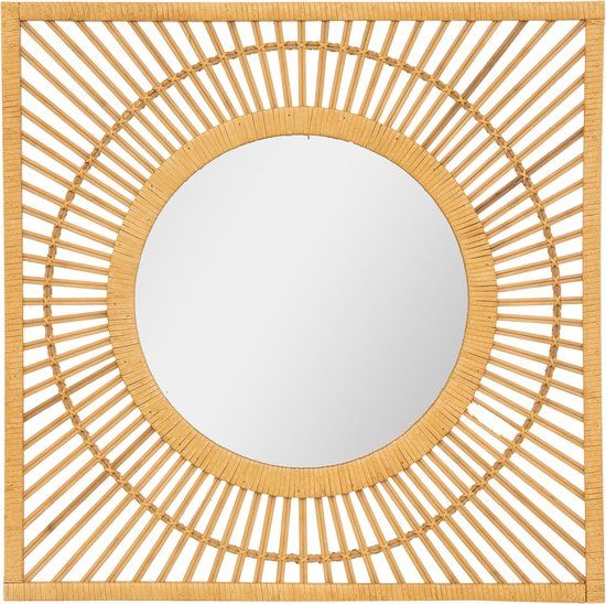Atmosphera Edvin Wandspiegel - Bamboe - 66x66cm - Beige