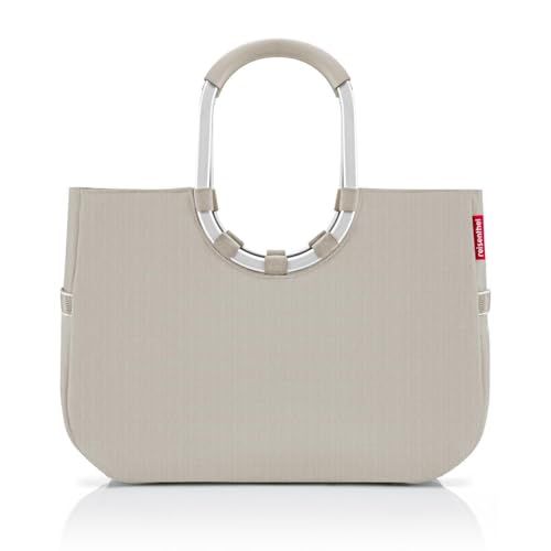 reisenthel Loopshopper L, stevige tas met praktische vakken van gerecyclede PET-flessen, charmant en waterafstotend design, herringbone zand, Eén maat, Sport