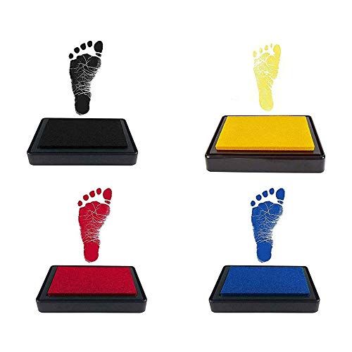 Joyfeelshop Baby Handprint en Voetafdruk Inktkussens, Printing Kits,paw Print kit,Baby Ink pad,Non-Toxic,Safe Gemakkelijk uit te wassen, Photo Frame Souvenir 4 colors