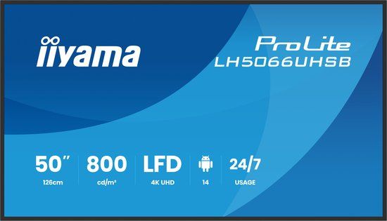 iiyama LH5066UHSB-B1AG 50-inch 4K UHD LCD Digitale Signage Scherm