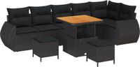 vidaXL - Tuinbank - Set - 9 - st - Zwart - poly - rattan