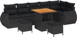 vidaXL - Tuinbank - Set - 9 - st - Zwart - poly - rattan