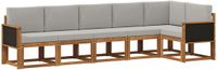 vidaXL - Hoek loungeset - 6 zitplekken - Naturel en lichtgrijs - Polyester