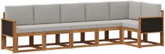 vidaXL - Salon d'angle - 6 places assises - Naturel et gris clair - Polyester