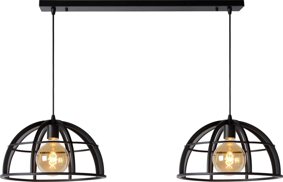Lucide DIKRA Hanglamp - Zwart - 2xE27 - Metaal - Modern