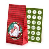 Adventskalender Pajoma Adventskalender Kerstman, 1 x 24 zakjes om te vullen met cijfers, zelfklevend, Kerstmis
