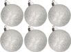 Cosy&Trendy Billiet - Vanlaere 6x stuks kunststof glitter kerstballen zilver 6 cm