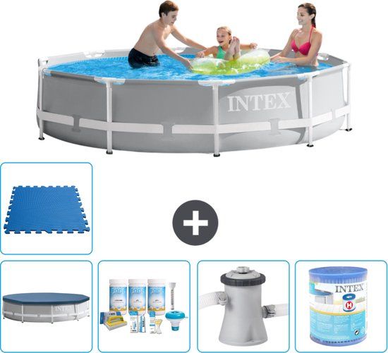 Intex Rond Prism Frame Zwembad - 305 x 76 cm - Grijs - Compleet Pakket