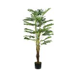 Wintem Kunstmatige Monstera-plant met 24 bladeren, 120 cm, met natuurlijk mos, decoratieve kamerplant