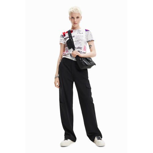 Desigual straight fit cargobroek zwart