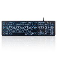 Perixx PERIBOARD-317R Clavier USB filaire avec rétroéclairage, majuscules, LED triple couleur vive, touches rondes élégantes, disposition allemande QWERTZ