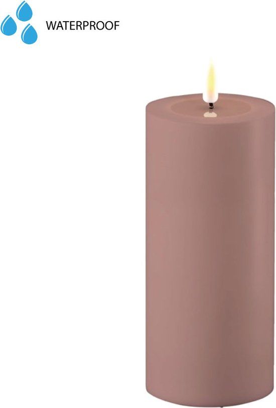 Deluxe Homeart Led Kaars Outdoor Dust Red 7,5 x 15 cm - Met dimfunctie - Voor buiten