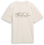 Tom Tailor - T-shirt met logoprint - Maat L - Gardenia White
