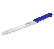 thermohauser Broodmes (staal, roestvrij), eenzijdig gezaagd, met blauwe kunststof handgreep, lemmet 24 cm, blauw