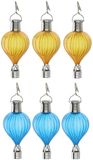 Cepewa LED ballonhanger - 6x - blauw/geel - H17 cm - luchtballon - tuinverlichting/buitenlamp