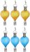 Cepewa LED ballonhanger - 6x - blauw/geel - H17 cm - luchtballon - tuinverlichting/buitenlamp