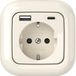 2USB - USB Stopcontact met Laadstation – Inbouw 250V 16A – USB-A & USB-C 15W 3A – InCharge PRO SI – Compatibel Busch-Jäger Reflex-SI & Klein-SI - Crème