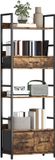HOMCOM Boekenplank - Spaanplaat - 60x30x176cm - Rustiek Bruin