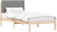 vidaXL Bedframe met Gevoerd Hoofdbord Natuurlijk en Lichtgrijs