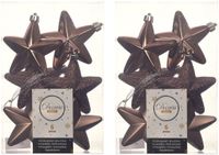 Decoris Kersthanger Sterren - 24 stuks - Walnoot Bruin - 7 cm - Kunststof