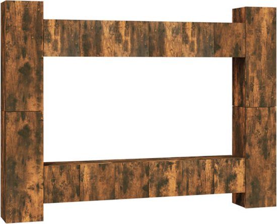 vidaXL 10-delige Tv-meubelset bewerkt hout gerookt eikenkleurig
