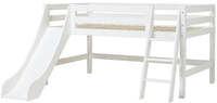 Hoppekids Hoppekids ECO Luxe halfhoogslaper met glijbaan en schuine ladder, wit. - White / 90x200cm