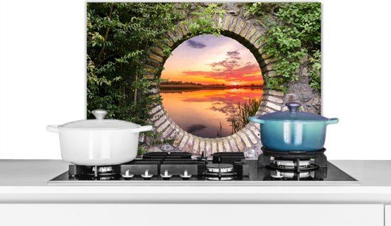 Spatscherm keuken 70x50 cm - Zee Zonsondergang - Aluminium