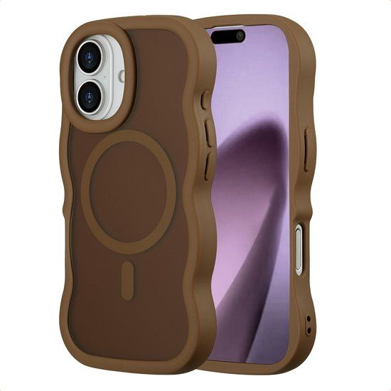 Selencia Wavy Case - Golvend Hoesje geschikt voor Apple iPhone 17 - Mocha Brown